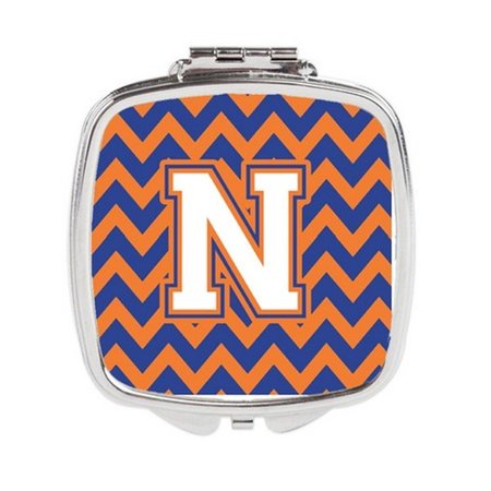 CAROLINES TREASURES Letter N Chevron Blue and Orange No.3 Compact Mirror CJ1060-NSCM